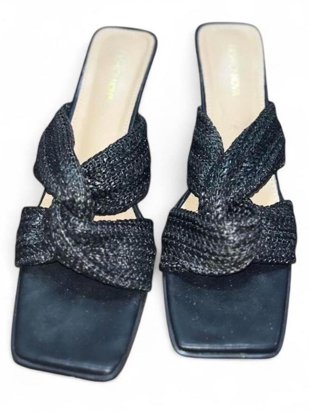 Fashion Nova Black Braided Knot Kitten Heel Sandals